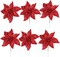 6-Pack: Sparkling Red Glitter Poinsettia Flower Picks - 8.5" Wide, Floral Home by Artificial Flowers